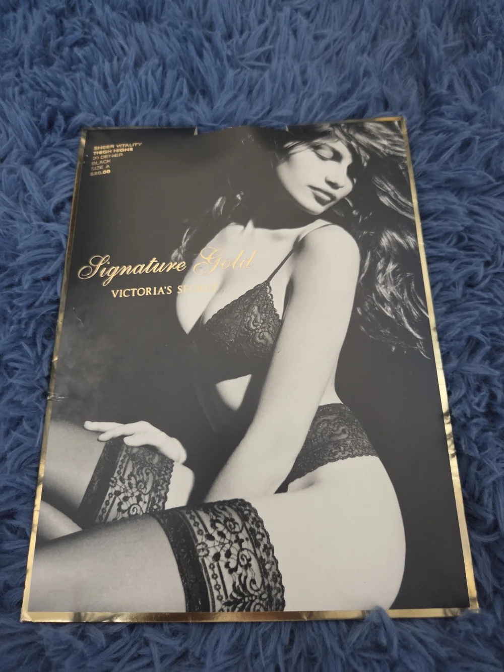 Victoria's Secret Black & Gold Signature Sheer Lace Thigh Highs